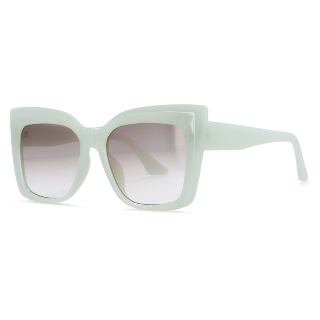 White Square Oversized Cat Eye Sunglasses