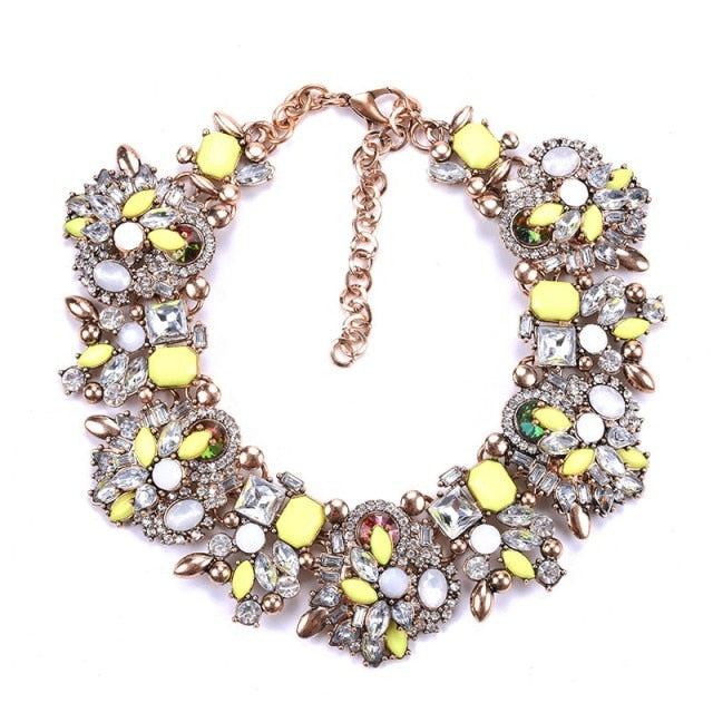Yellow Statement Crystal Bib Necklace