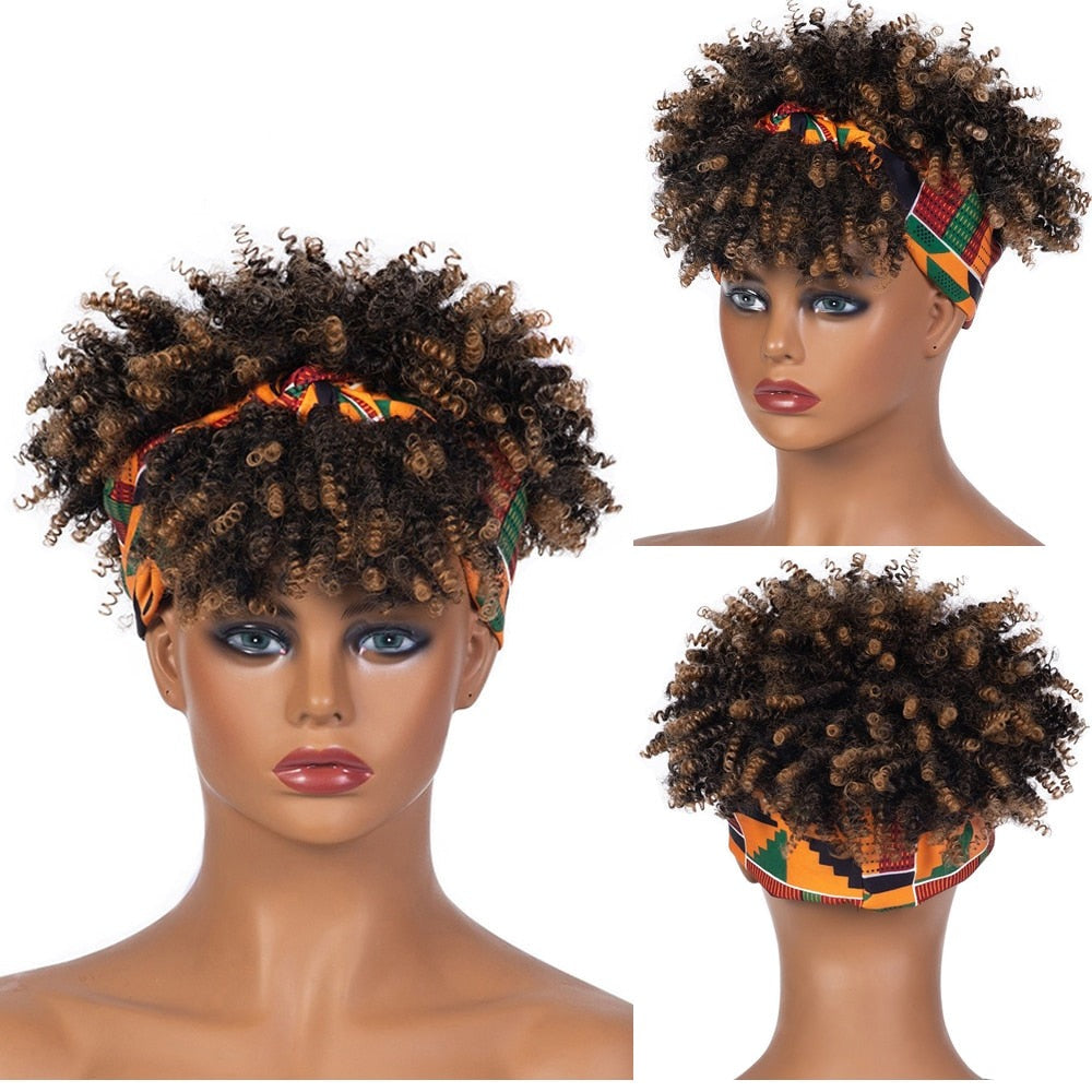 Light Brown Turban Cap Wig Headscarves