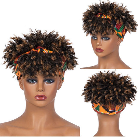 Light Brown Turban Cap Wig Headscarves