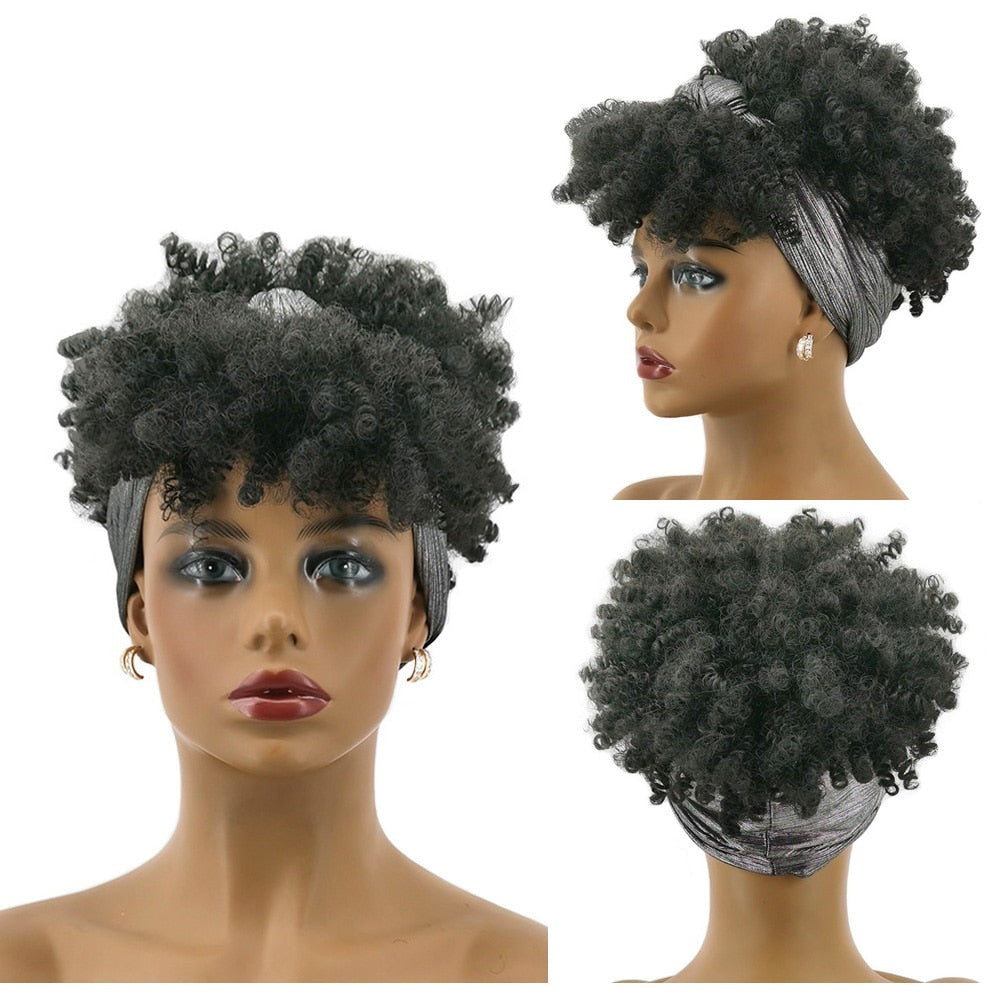 Gray Turban Cap Wig Headscarves