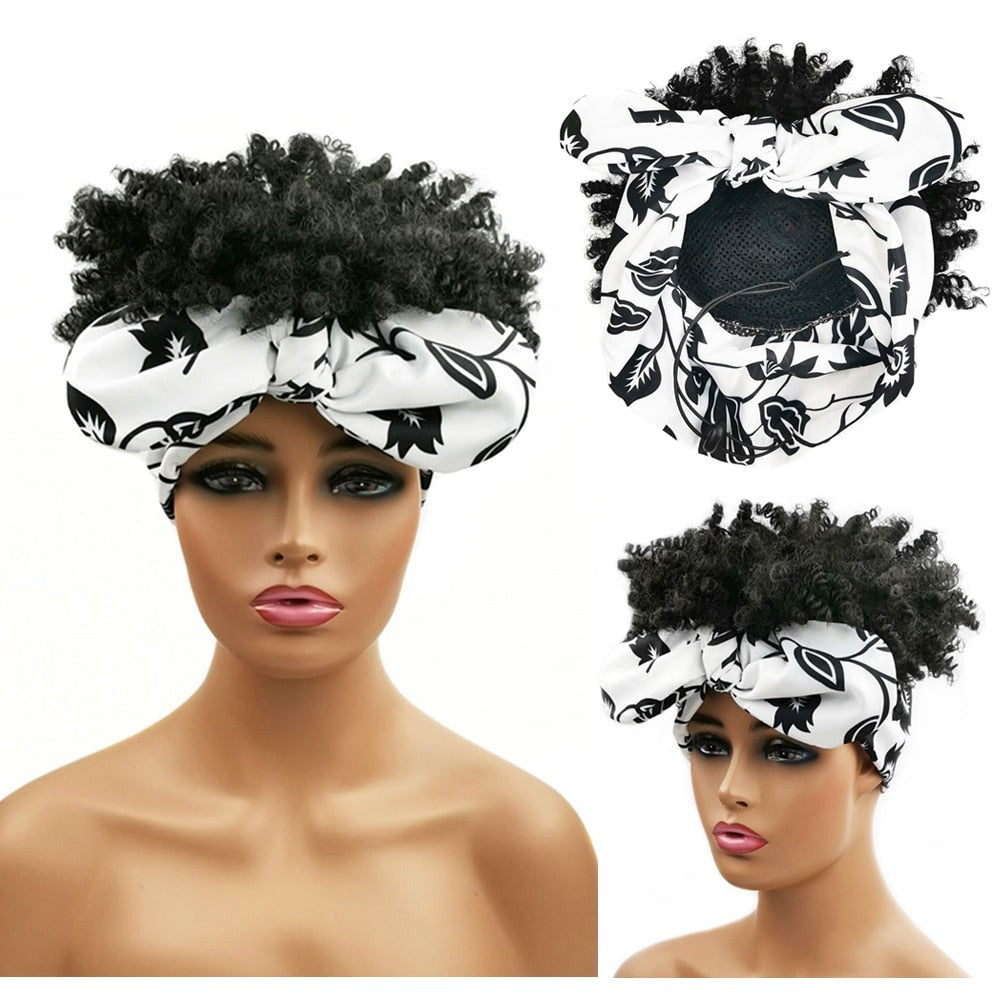 Black Turban Cap Wig Headscarves