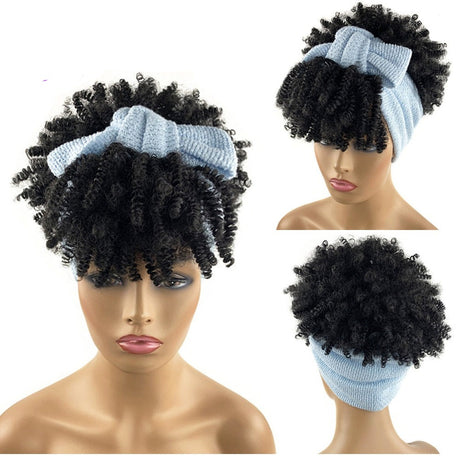 curly Turban Cap Wig Headscarves
