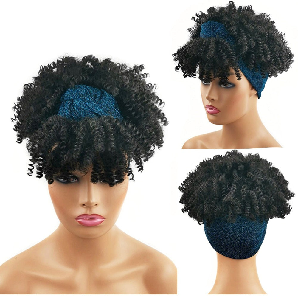 Black Turban Cap Wig Headscarves