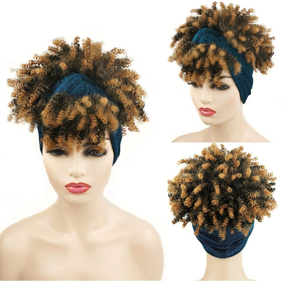 Light Brown Turban Cap Wig Headscarves