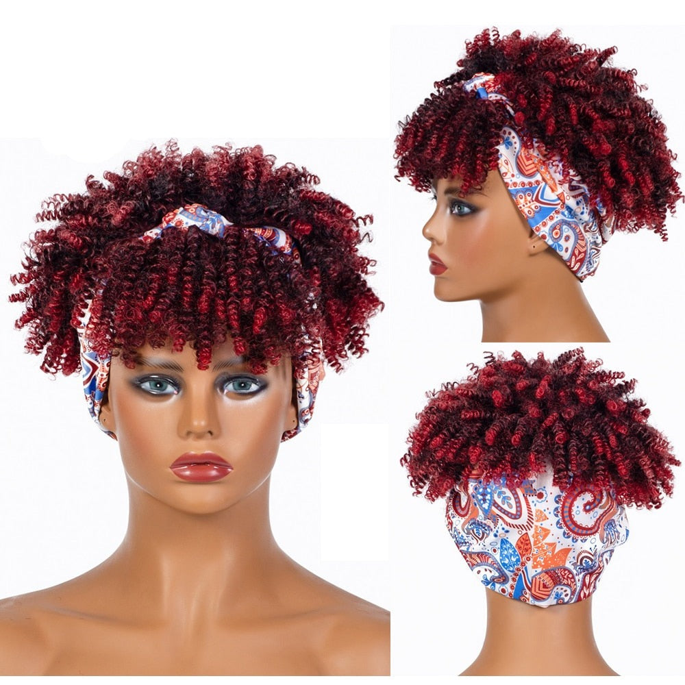 Red Turban Cap Wig Headscarves