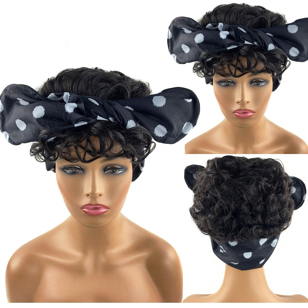 Black Turban Cap Wig Headscarves