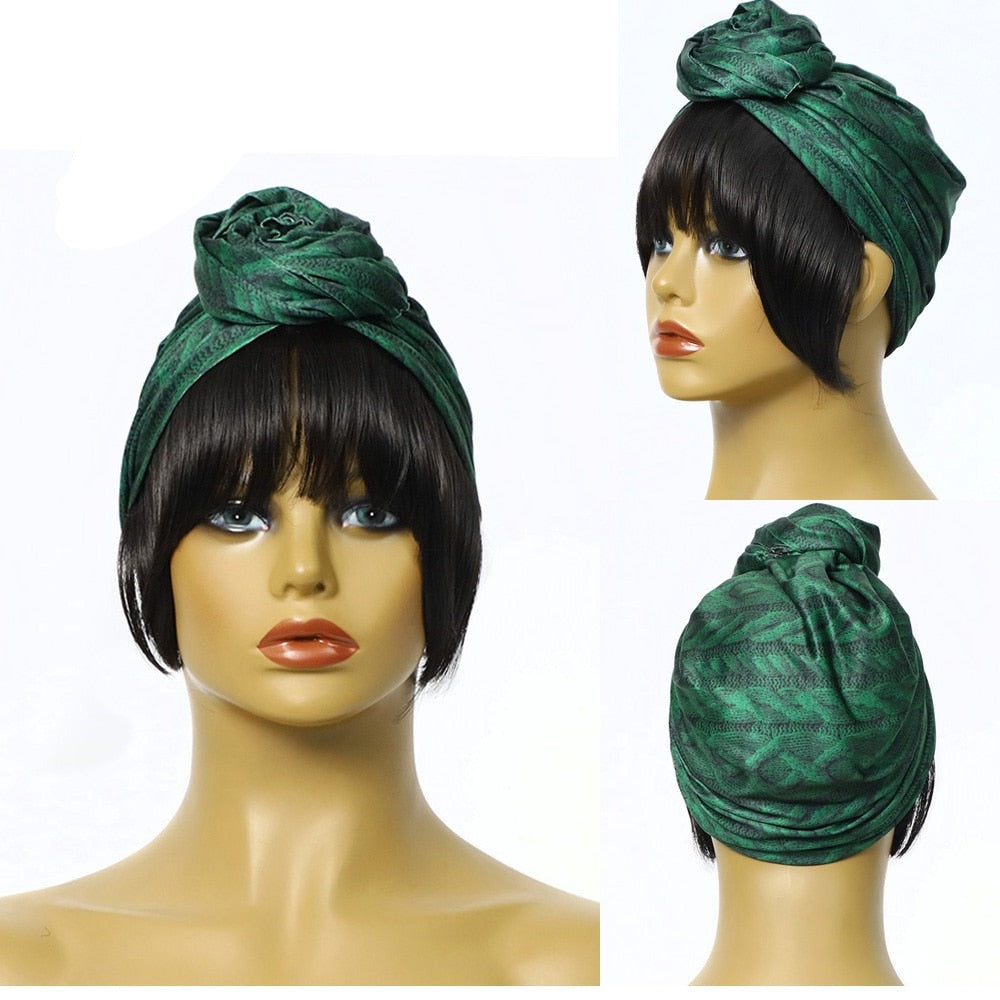 Black Turban Cap Wig Headscarves