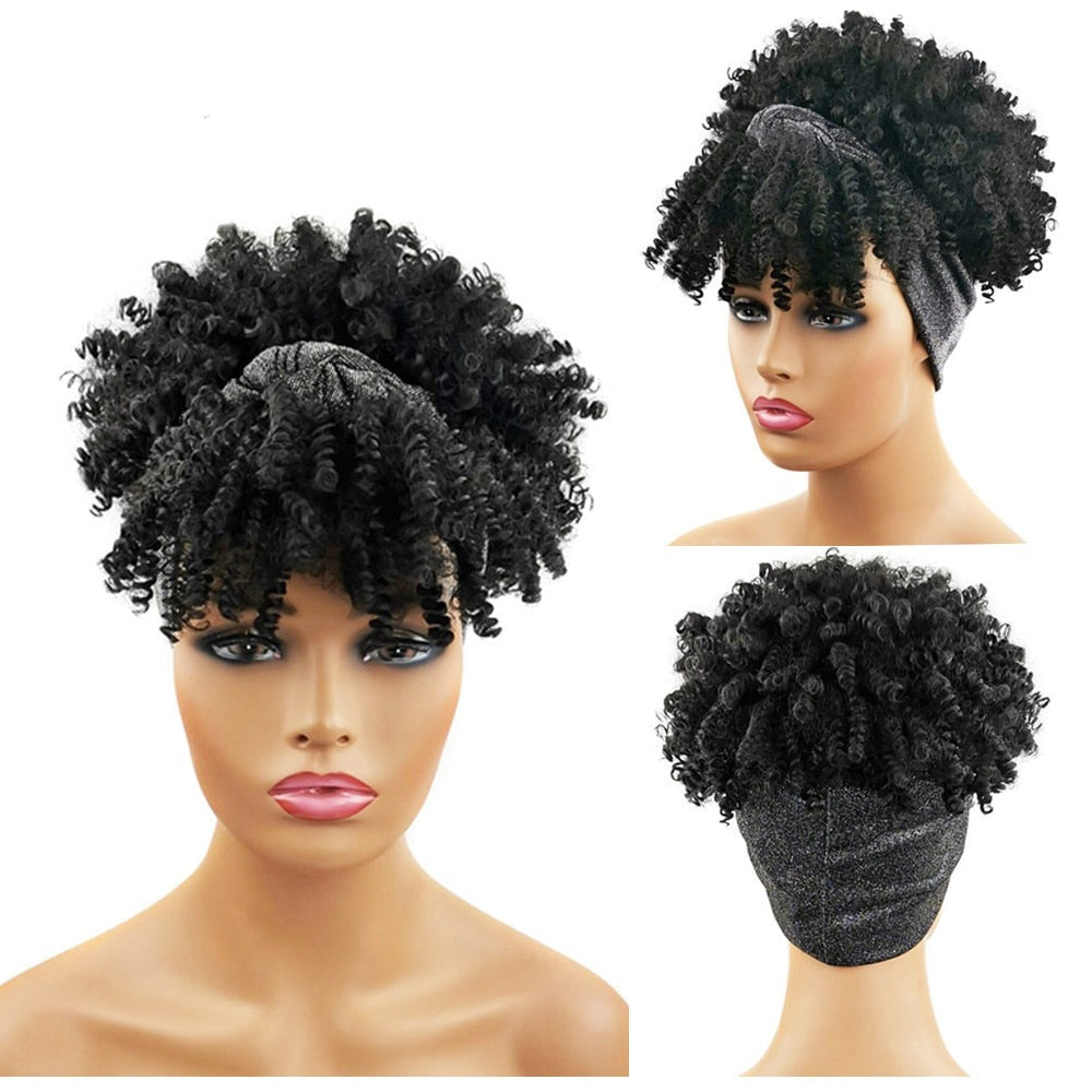 Black Turban Cap Wig Headscarves