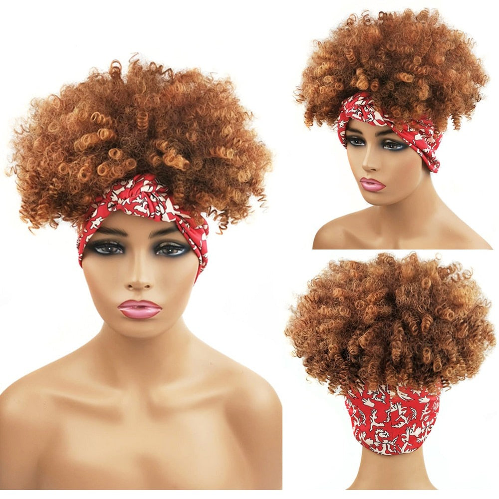 Ash Blonde Curly Turban Cap Wig Headscarves