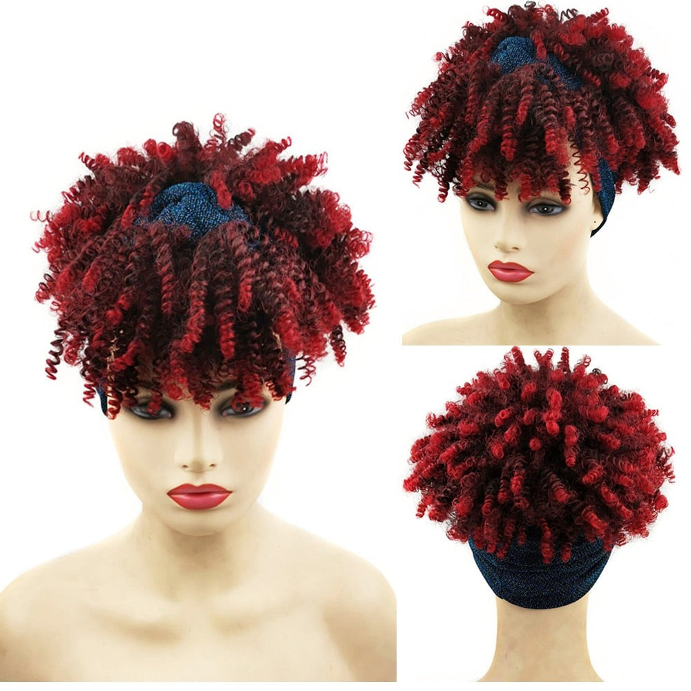 Red Turban Cap Wig Headscarves