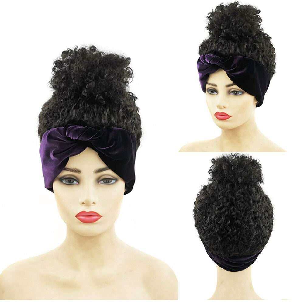 Black Turban Cap Wig Headscarves