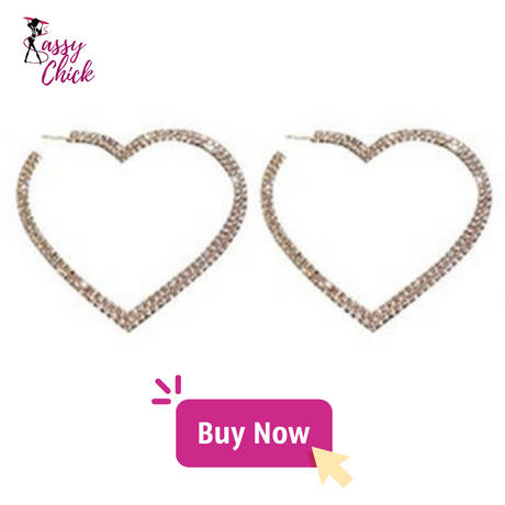 Big Heart Crystal Hoop Earrings