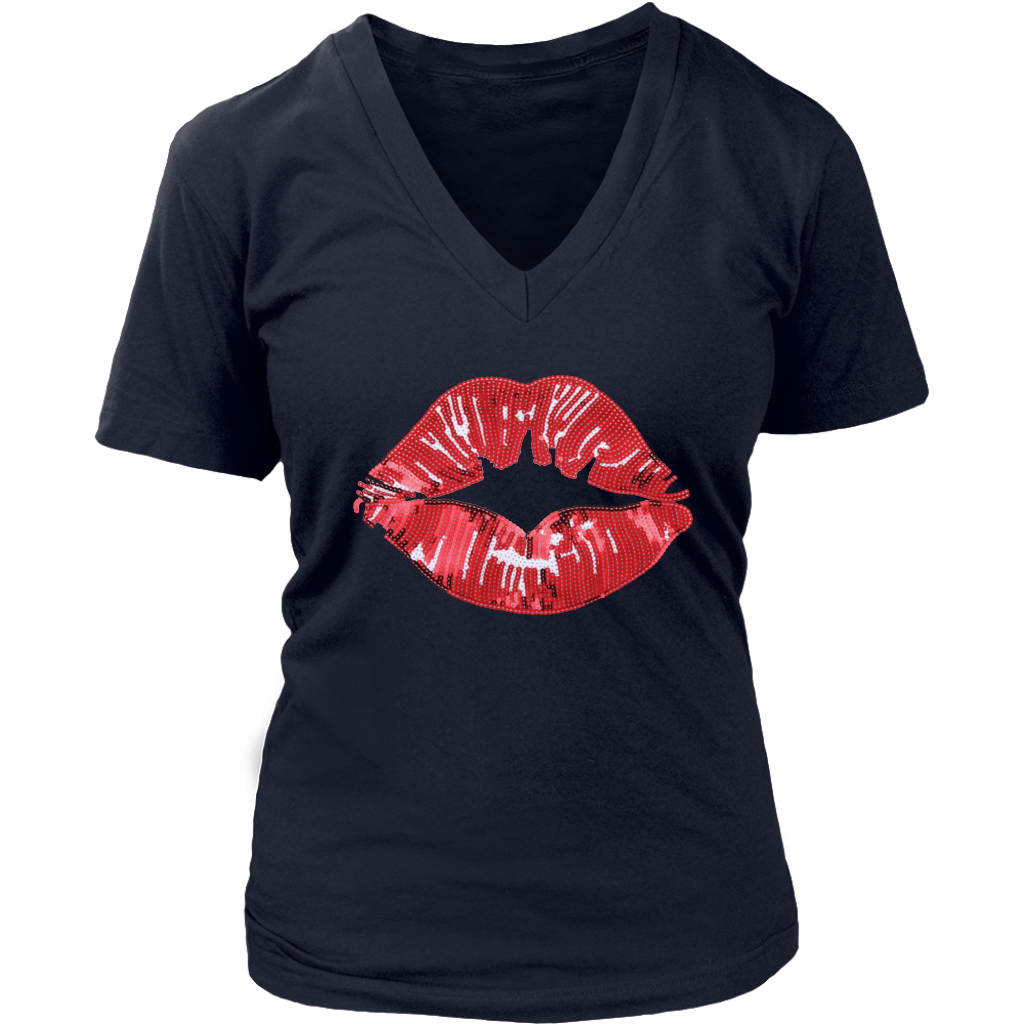 Red Lips V-Neck - Shop Sassy Chick