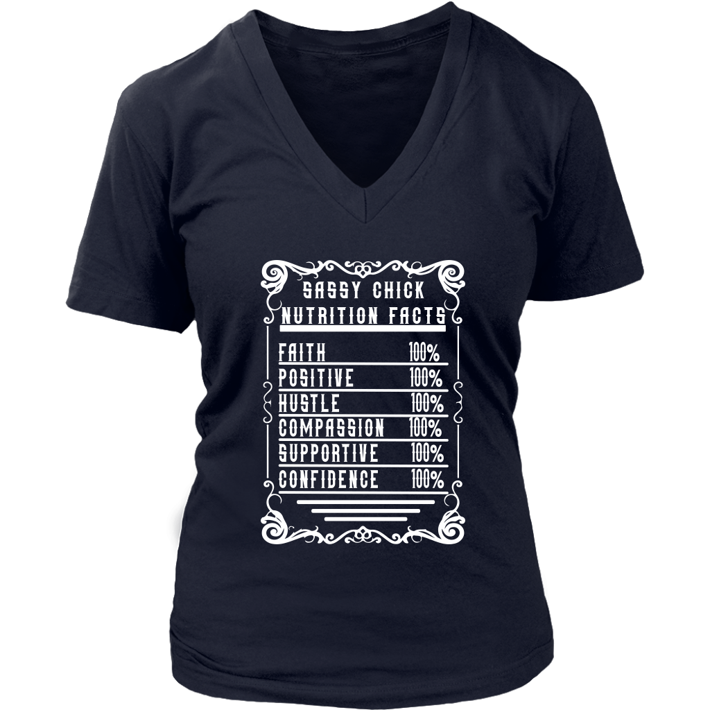 Sassy Nutrition Women's V-Neck T-Shirt | Shop Sassy Chick - Navy