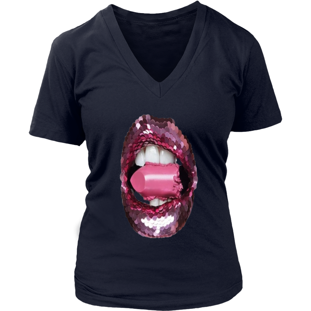 Glitter Lips V-Neck - Shop Sassy Chick
