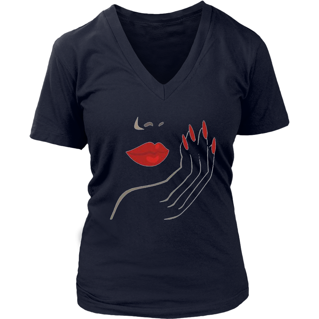 Lips And Nails V-Neck - Shop Sassy Chick