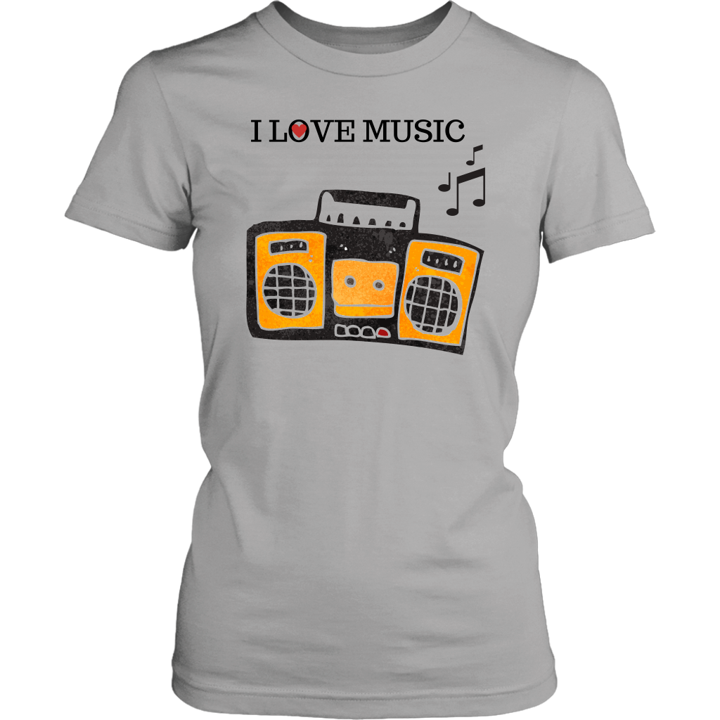 I Love Music Women's Unisex T-Shirt - Grey | Shop Sassy Chick