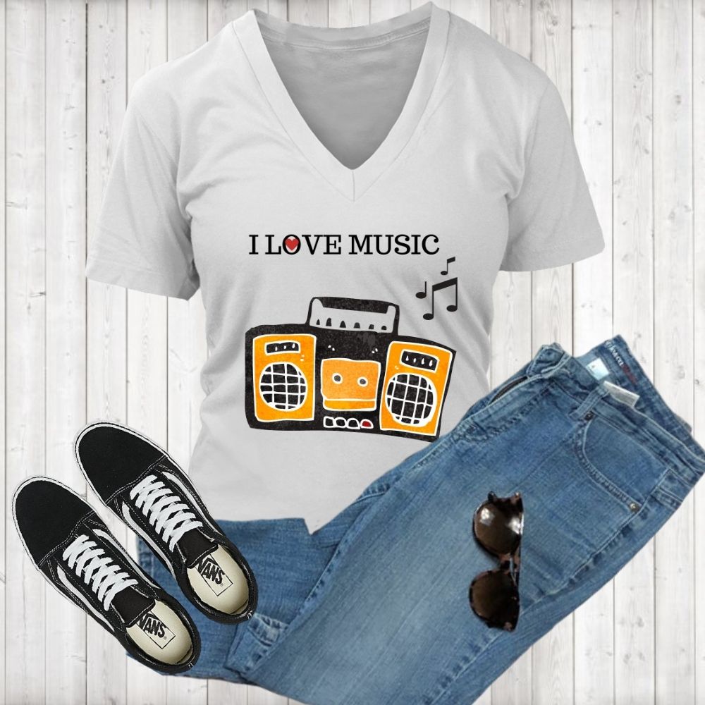 I Love Music V-Neck - Shop Sassy Chick