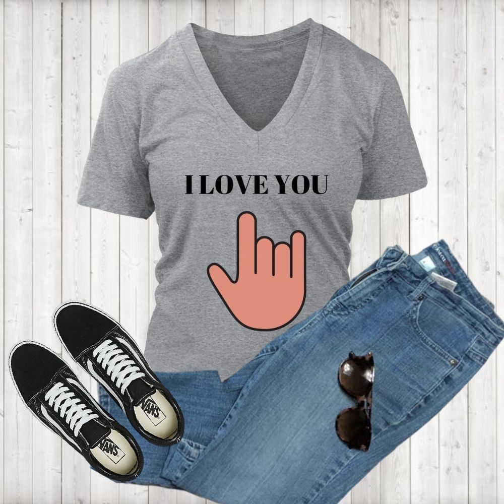 I LOVE YOU ASL V-Neck - Shop Sassy Chick
