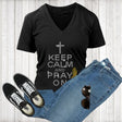 Keel Calm And Pray On V-Neck - Shop Sassy Chick
