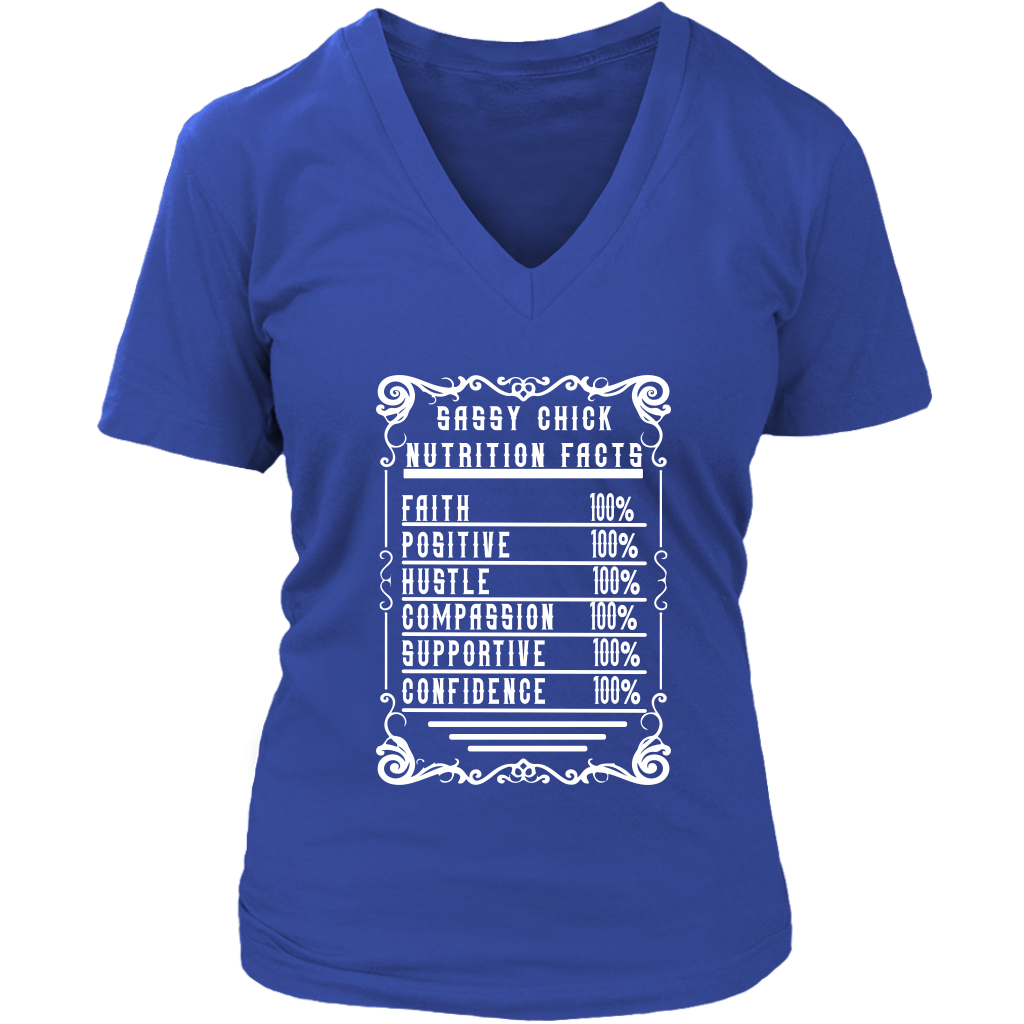 Sassy Nutrition Women's V-Neck T-Shirt | Shop Sassy Chick - Blue