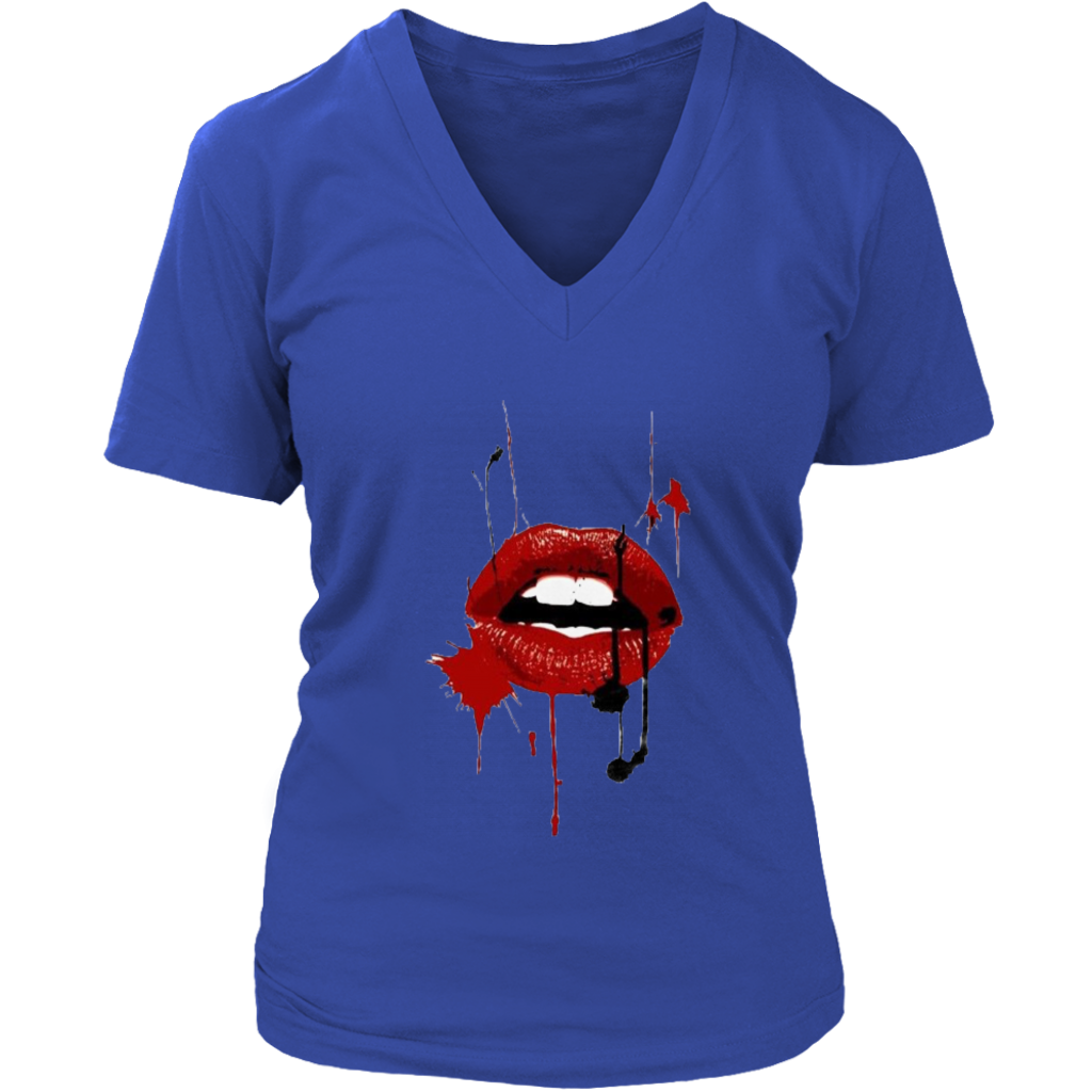 Black Red Lips V-Neck - Shop Sassy Chick