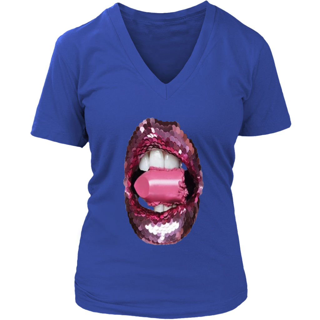 Glitter Lips V-Neck - Shop Sassy Chick