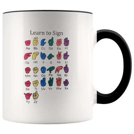 Learn ASL Ceramic Accent Mug - Black | Shop Sassy Chick