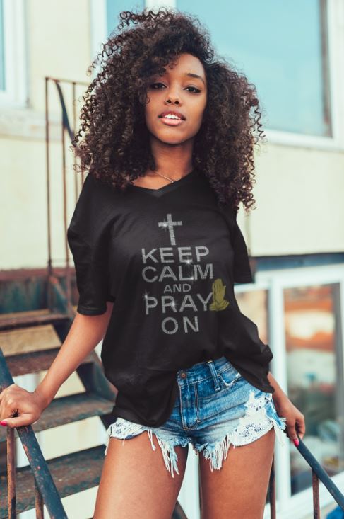 Keel Calm And Pray On V-Neck - Shop Sassy Chick