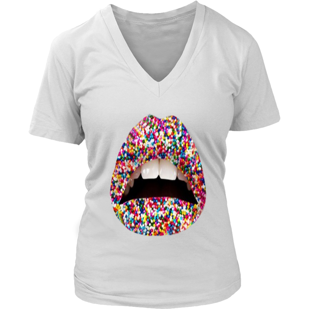 Sprinkles Lips V-Neck - Shop Sassy Chick