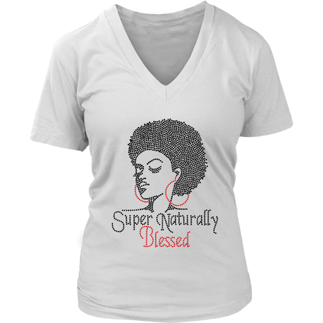 Super Naturally Blessed Women's V- Neck - White | Shop Sassy Chick