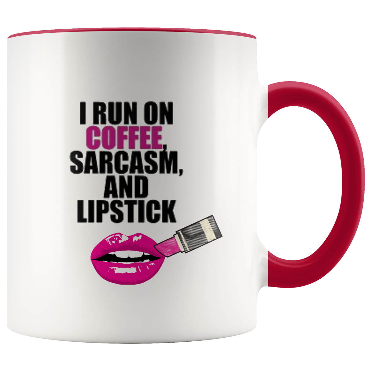 Sarcasm and Coffee Ceramic Accent Mug - Red | Shop Sassy Chick