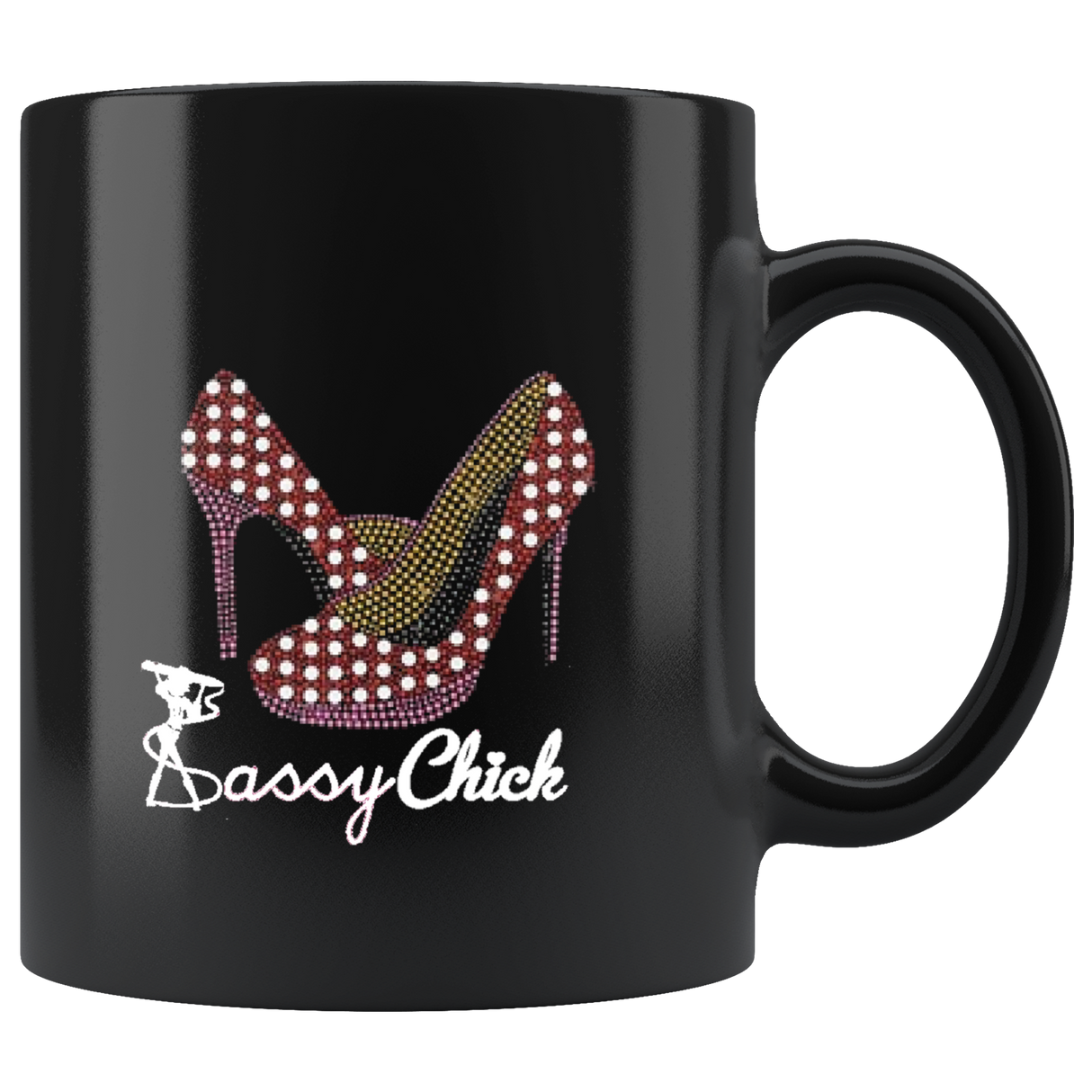 Polka a Dot Pump Ceramic Black Mug | Shop Sassy Chick