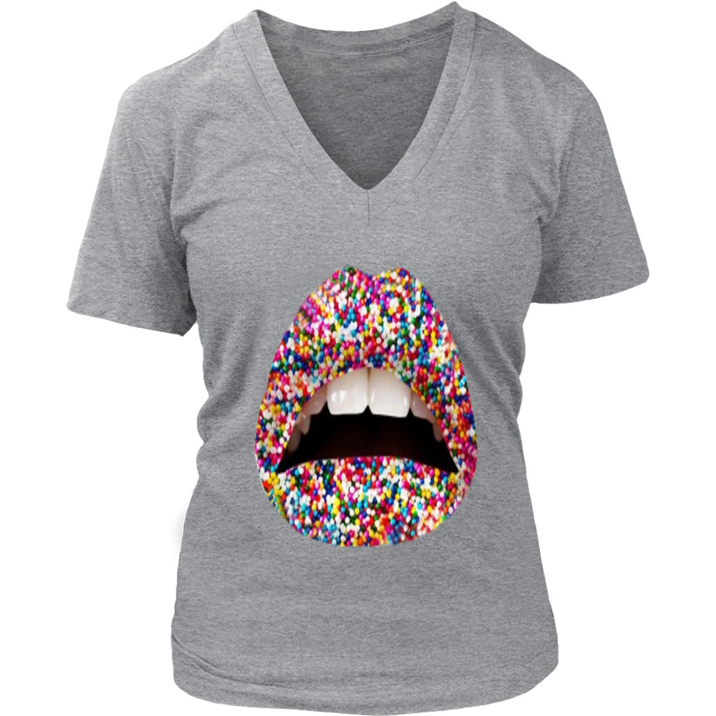 Sprinkles Lips V-Neck - Shop Sassy Chick