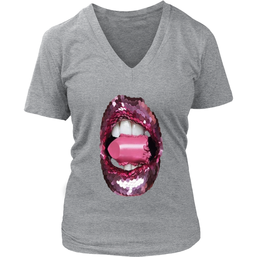 Glitter Lips V-Neck - Shop Sassy Chick