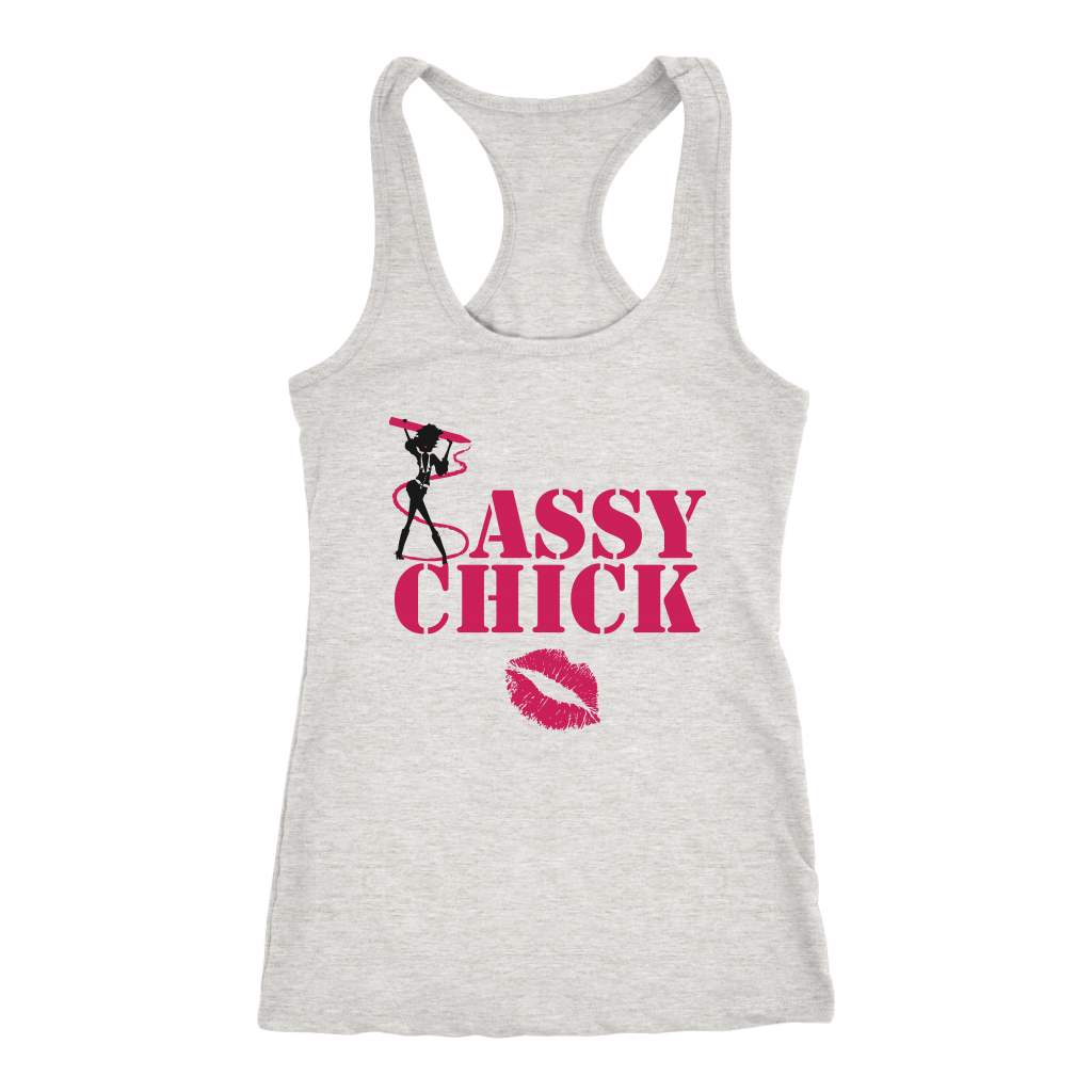 Sassy Chick Pink Lips Racerback Tank Top - Grey | Shop Sassy Chick