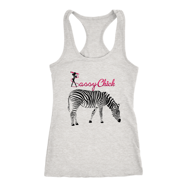 Zebra Chick Racerback Tank Top - Grey | Shop Sassy Chick