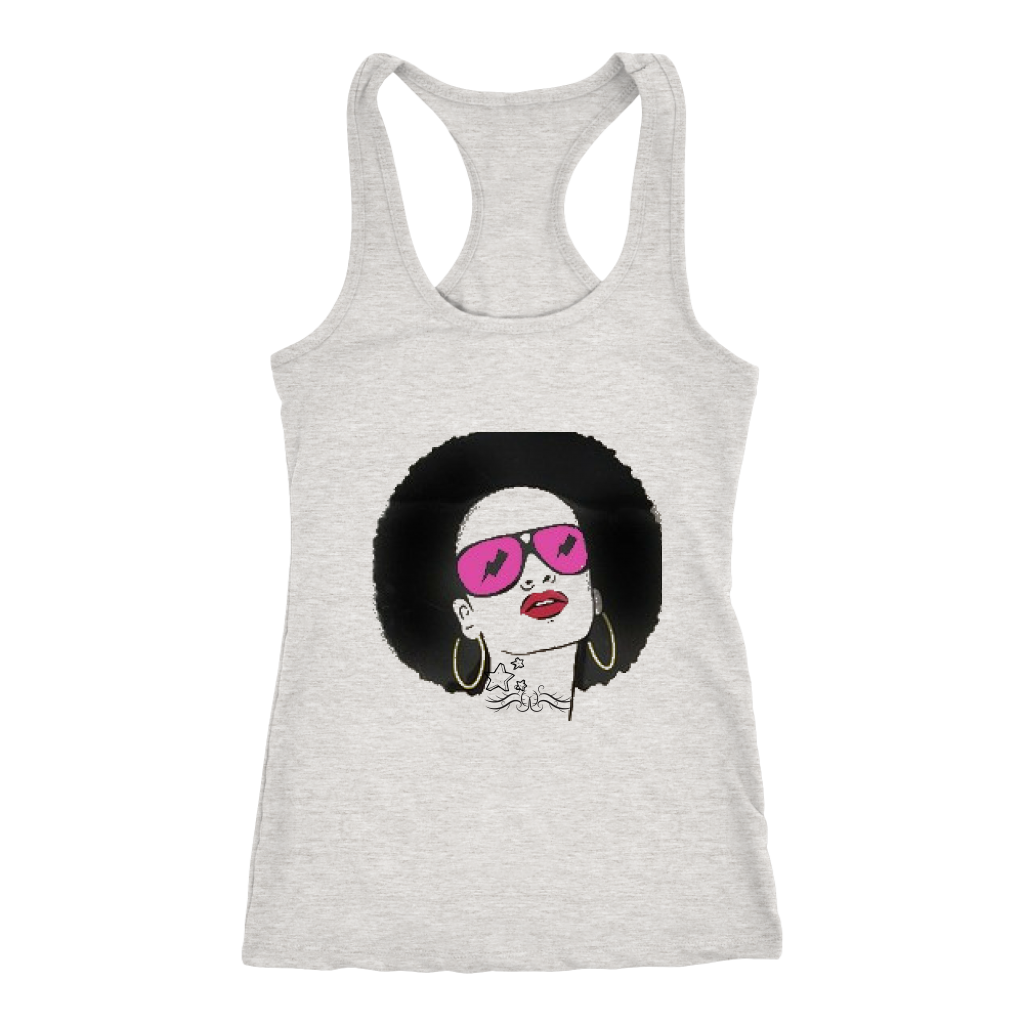 Sassy Afro Racerback Tank Top - Grey | Shop Sassy Chick
