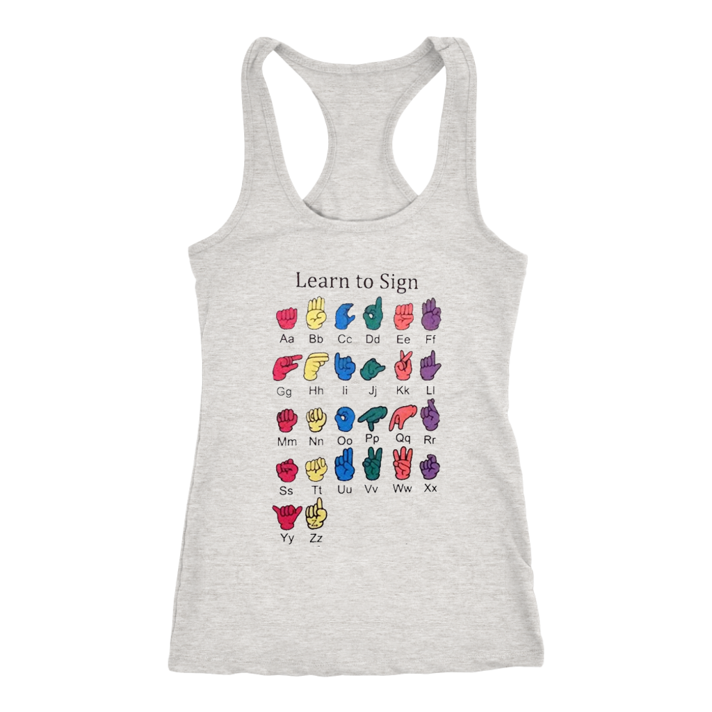 ASL I Love You Racerback Tank Top -Grey | Shop Sassy Chick