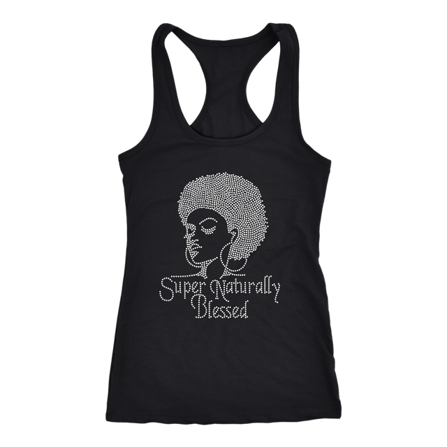 Super Naturally Blessed Racerback Tank Top - Black | Shop Sassy Chick