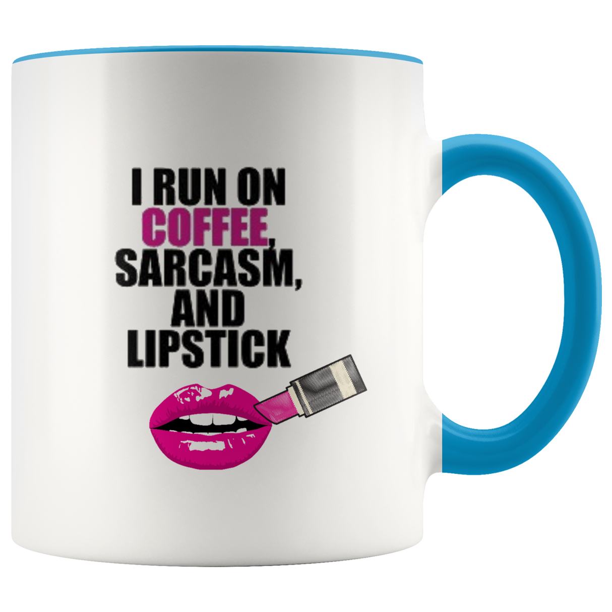 Sarcasm and Coffee Ceramic Accent Mug - Blue | Shop Sassy Chick