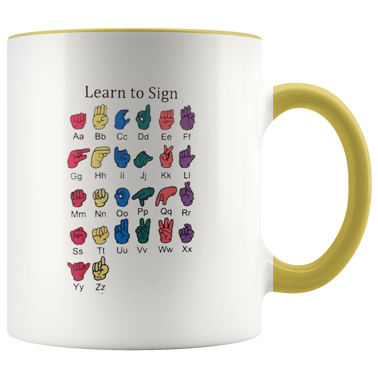 Learn ASL Ceramic Accent Mug - Yellow | Shop Sassy Chick