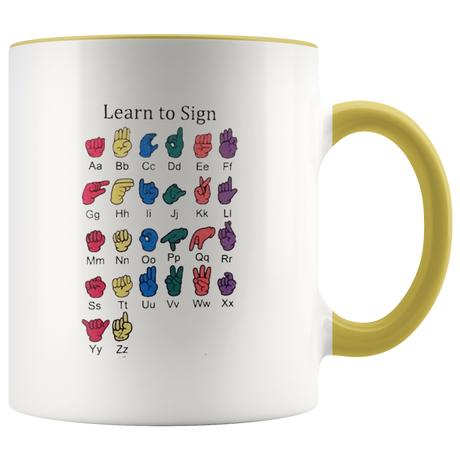 Learn ASL Ceramic Accent Mug - Yellow | Shop Sassy Chick