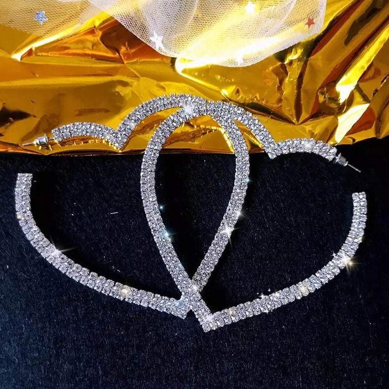 Big Heart Crystal Hoop Earrings