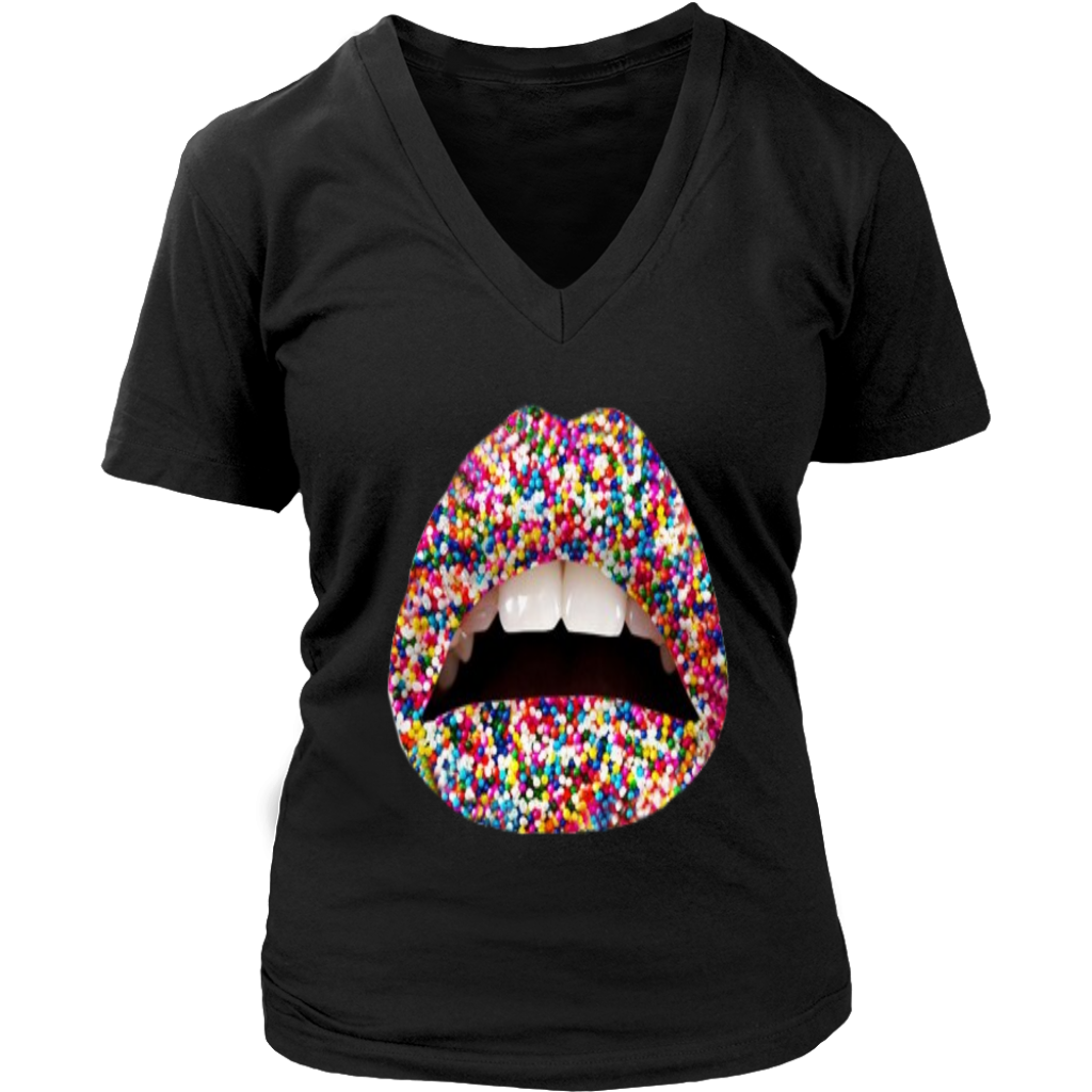 Sprinkles Lips V-Neck - Shop Sassy Chick