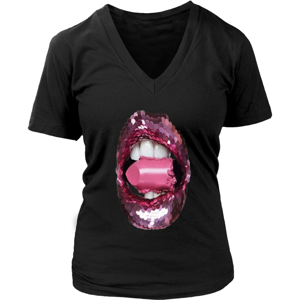 Glitter Lips V-Neck - Shop Sassy Chick