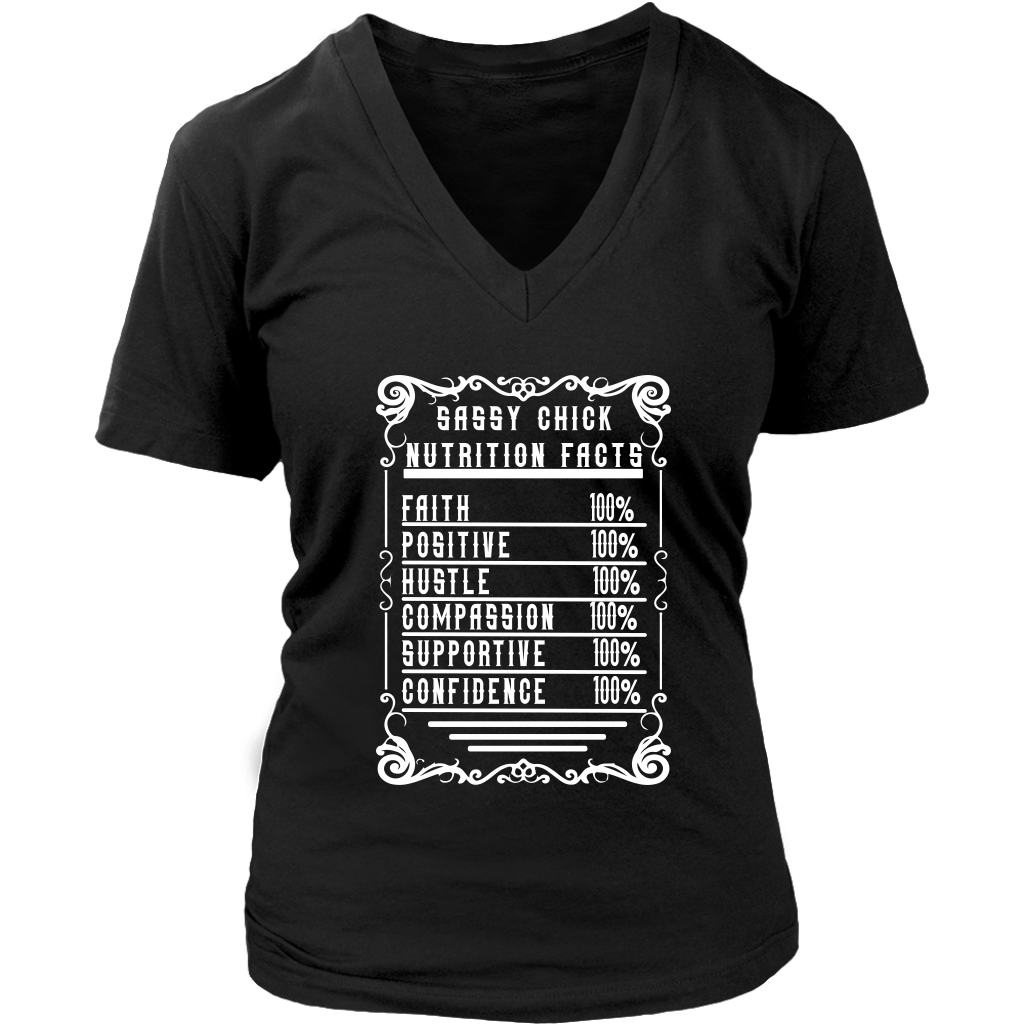 Sassy Nutrition Women's V-Neck T-Shirt | Shop Sassy Chick - Black