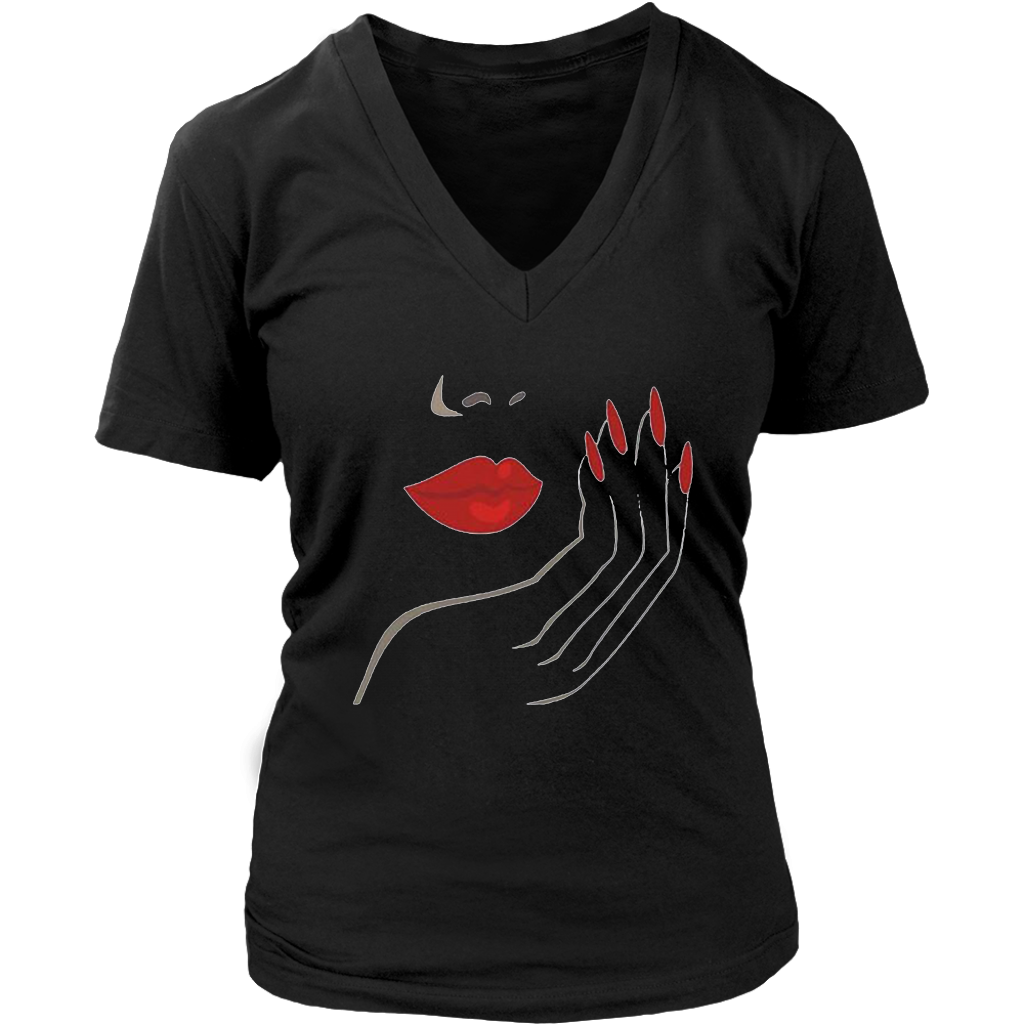 Lips And Nails V-Neck - Shop Sassy Chick