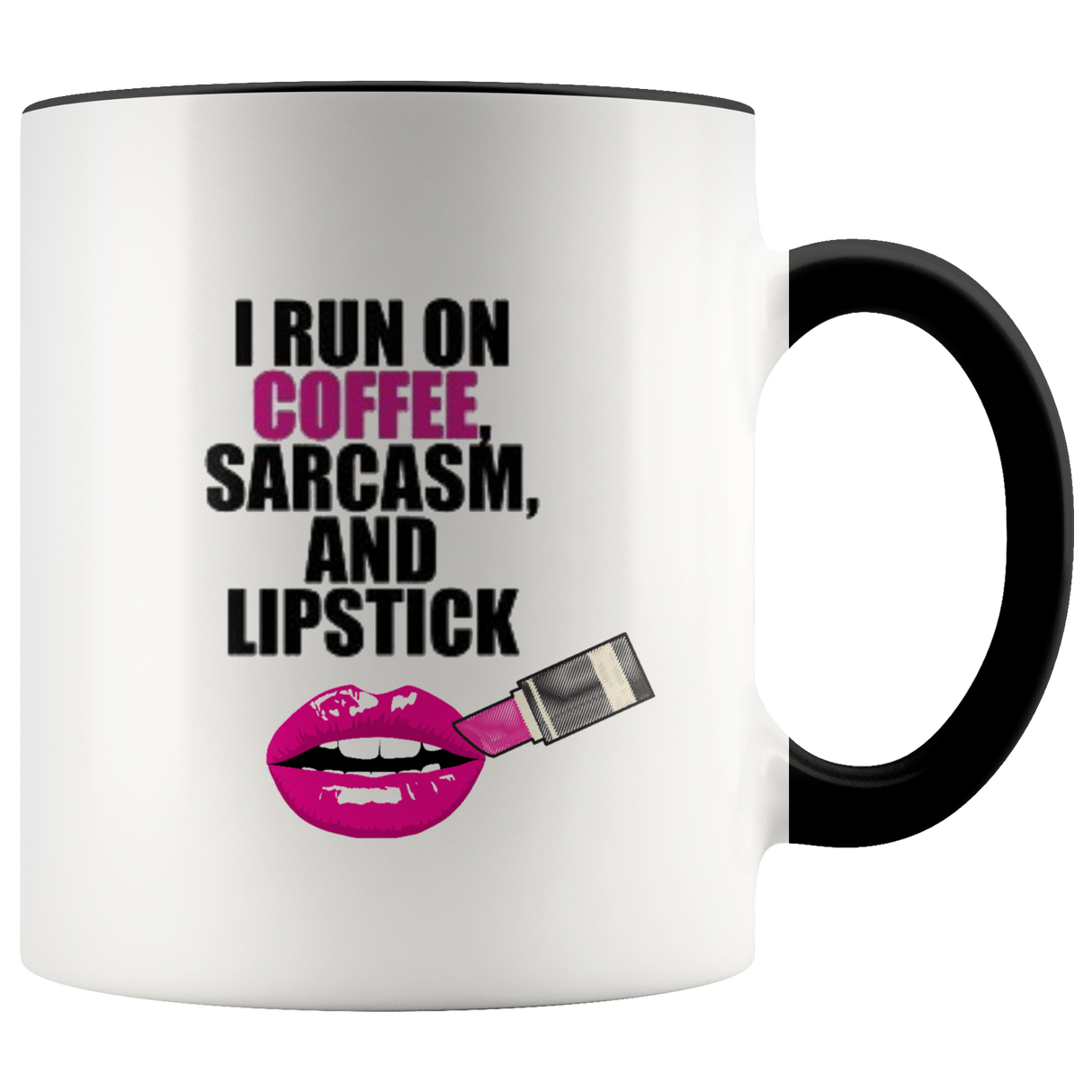 Sarcasm and Coffee Ceramic Accent Mug - Black | Shop Sassy Chick